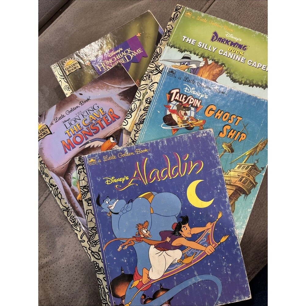 Disney Little Golden Books Lot of 5 Darkwing Duck TaleSpin Aladdin Lion King 90s